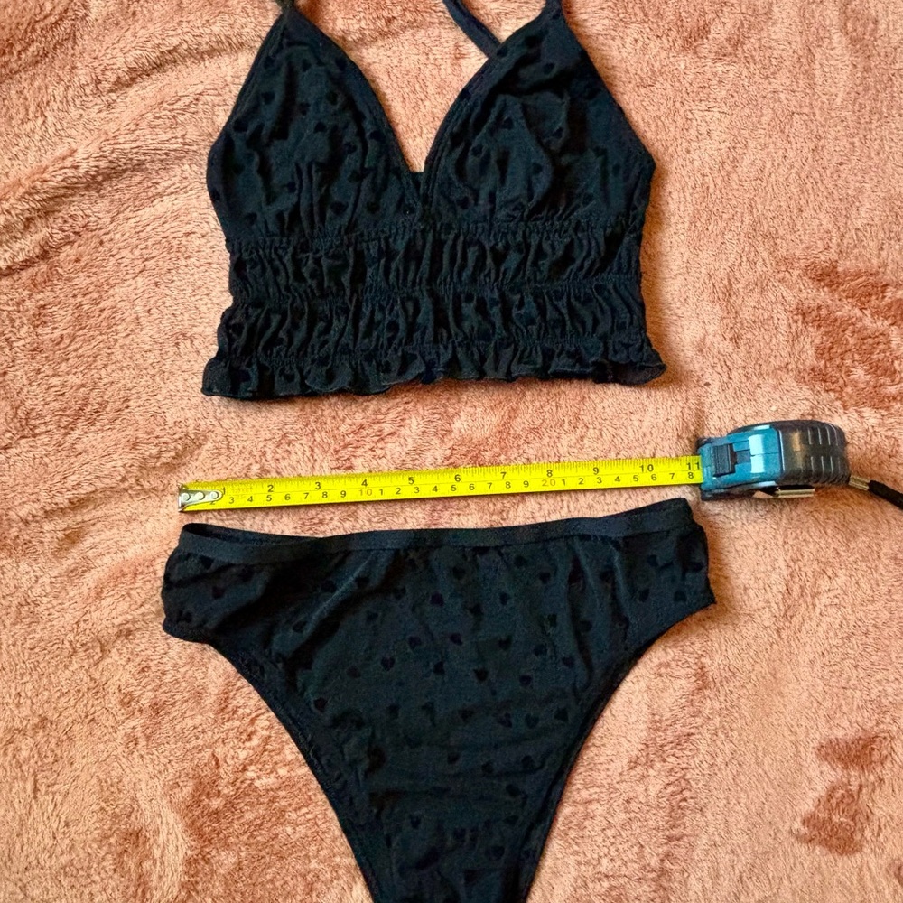 Black Textured Lingerie Set